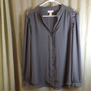 Gray Large Loft Embellished Blouse